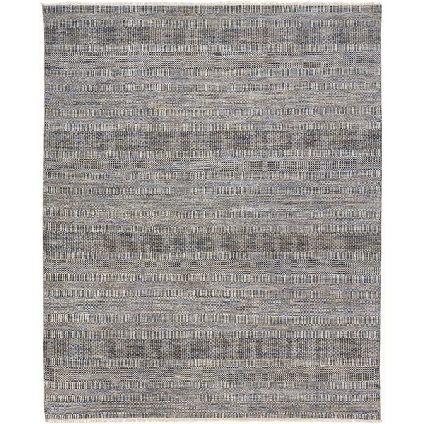 17 Stories Hand Knotted Wool Striped Rug | Wayfair