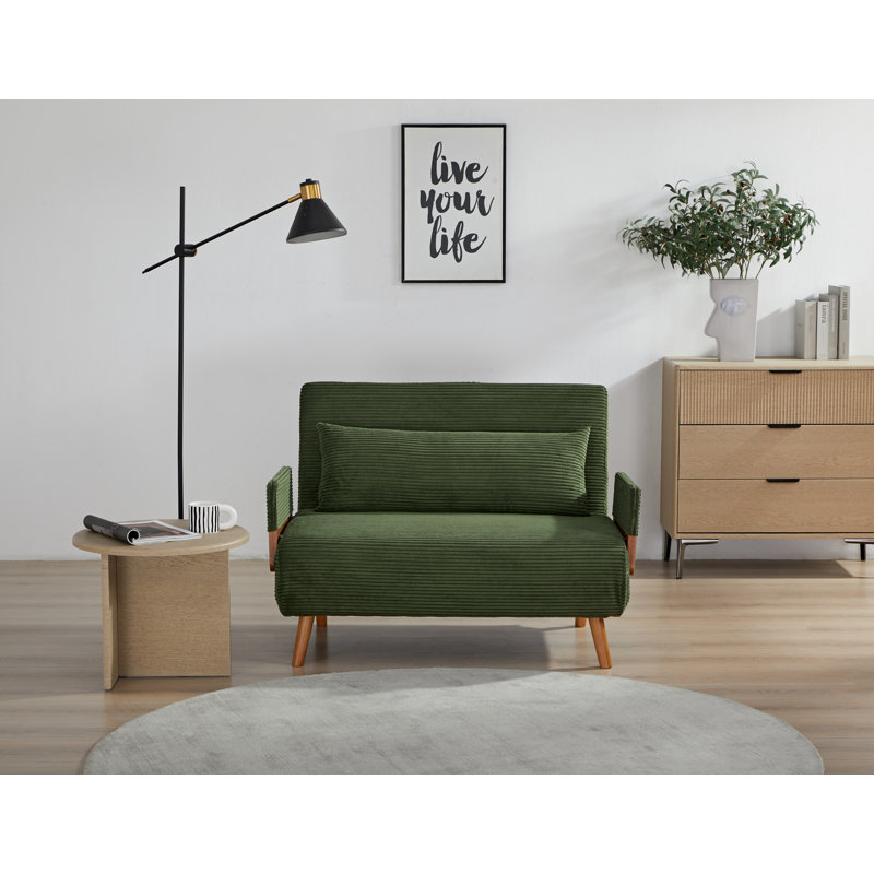 Convertible Folding Sofa Bed, Multi-Position Adjustable Floor Sofa, High-Density Foam Sleeper Chair, Green