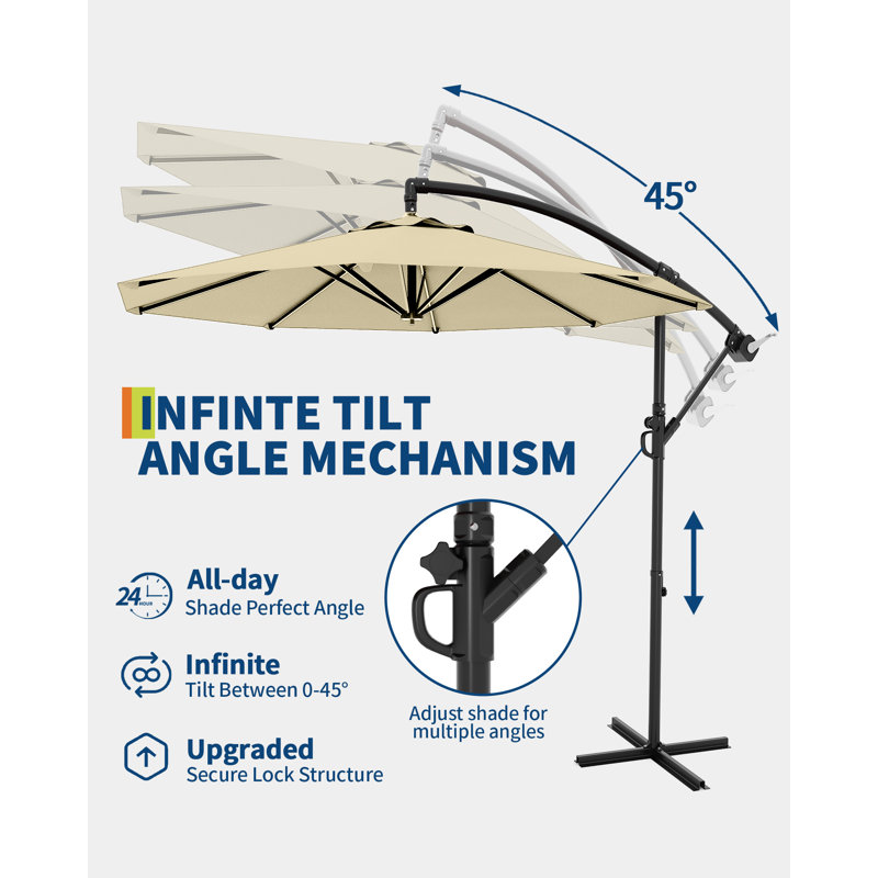 300cm Tilt Cantilever Parasol, Beige