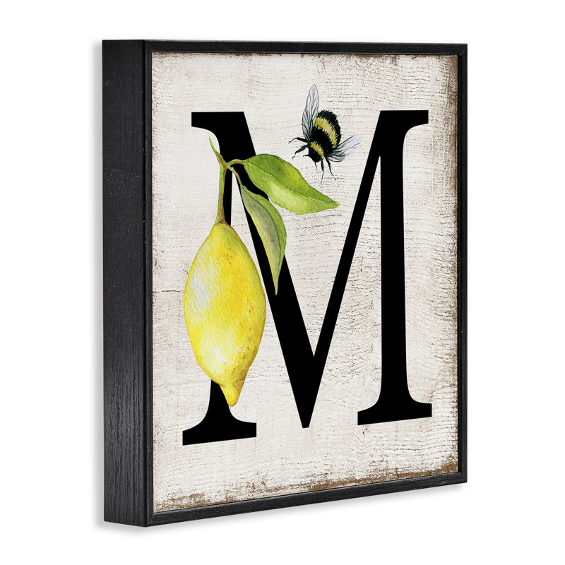  Giclée «Lemon & Bee M» par Creatif Belle, Giclée encadrée noir minuit, H 12 po x l 12 po