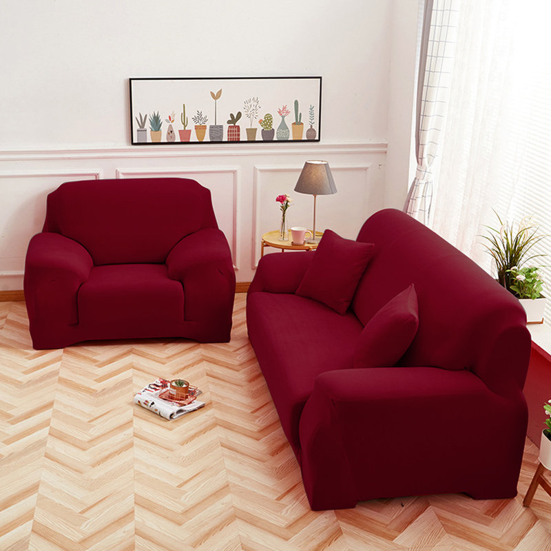 Housse pour canapé extensible 3 places, H 45 po x l 118 po x P 30 po, Mélange de polyester bourgogne
