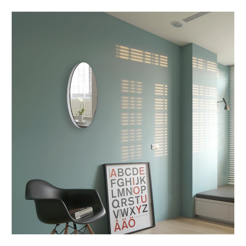 Miroir de salle de bain mural biseauté sans cadre, miroir de maquillage HD, miroir rond de 25 po