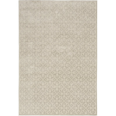 Nourison Washable Charm 5' x 7' Silver Ivory Contemporary Indoor Rug