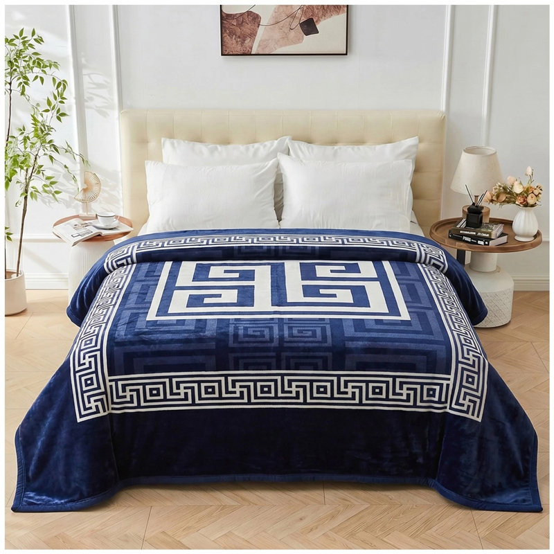 Standard Throw Blanket, Navy Geometric