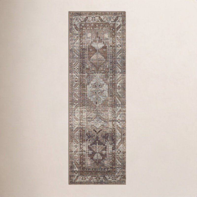 Tapis oriental argile / sauge Billie, Tapis de couloir 2 pi 6 po x 12 pi