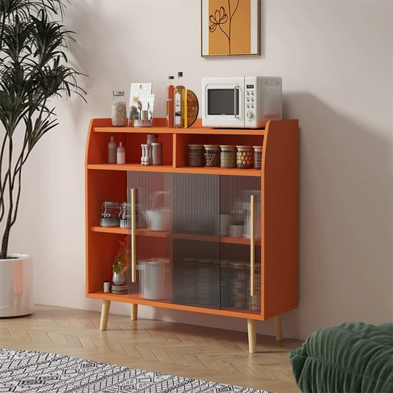 Buffet orange en bois manufacturé, 38.19" H x 31.1" W x 15.35" D