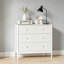 Commode blanche moderne à 3 tiroirs, armoire de rangement en panneau de fibres à densité moyenne pour la chambre à coucher, le salon et les petits espaces