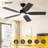 Ceiling Fans With Lights And Remote, 52 Inch Black Ceiling Fan With Light, 6 Speeds, 3CCT, Noiseless, Reversible DC Motor, Modern Ceiling Fan For Bedroom And Living Room - 5 Blades