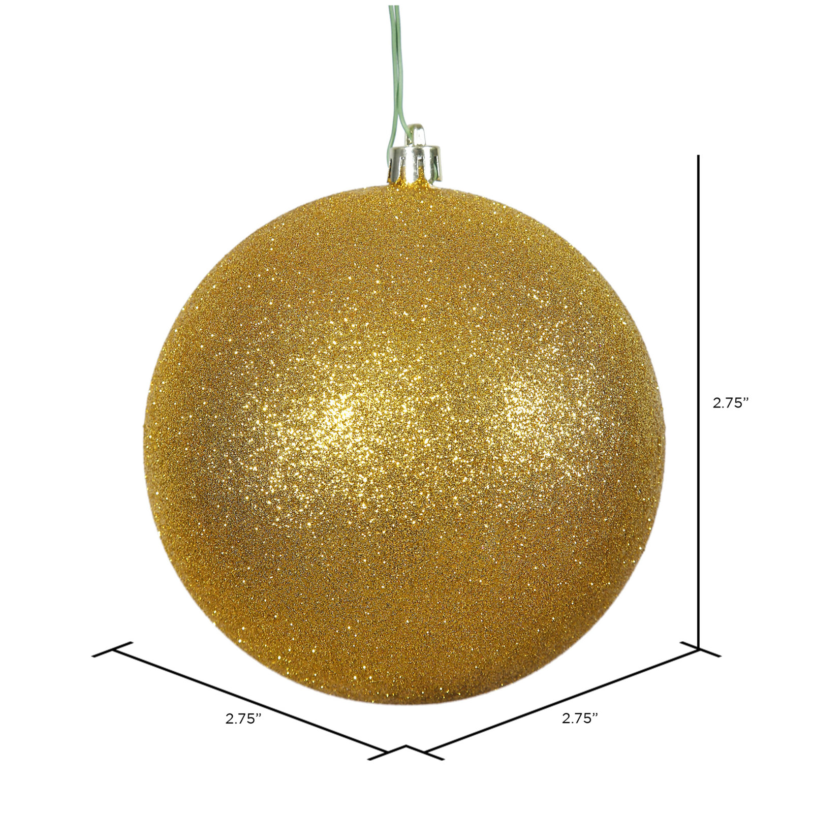 Holiday Décor Ball Ornament, 2.75" H x 2.75" W x 2.75" D, Antique Gold