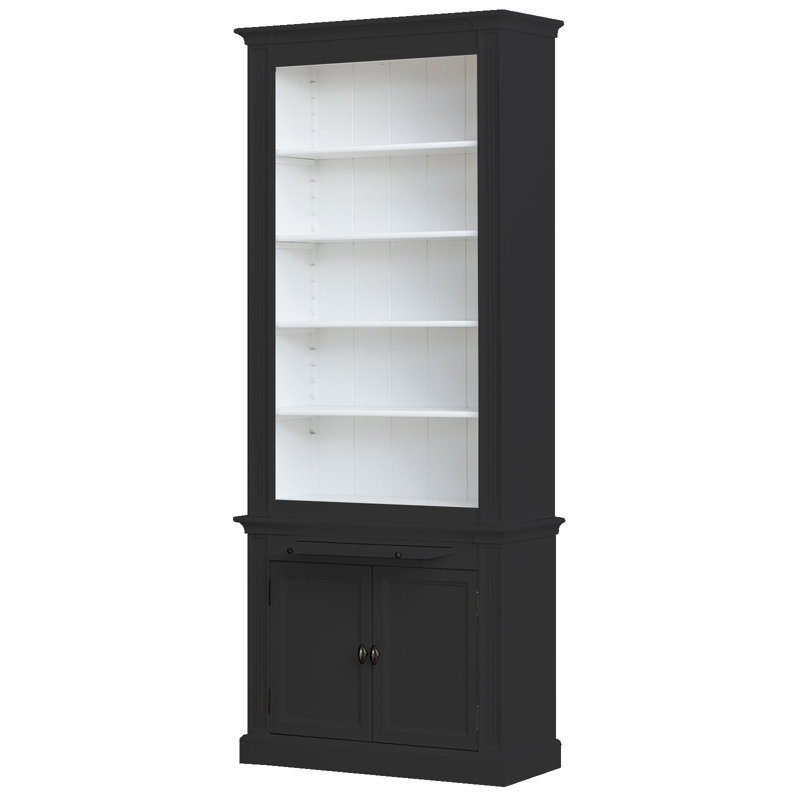 Beven 240cm H x 100cm W Library Bookcase, Black/White