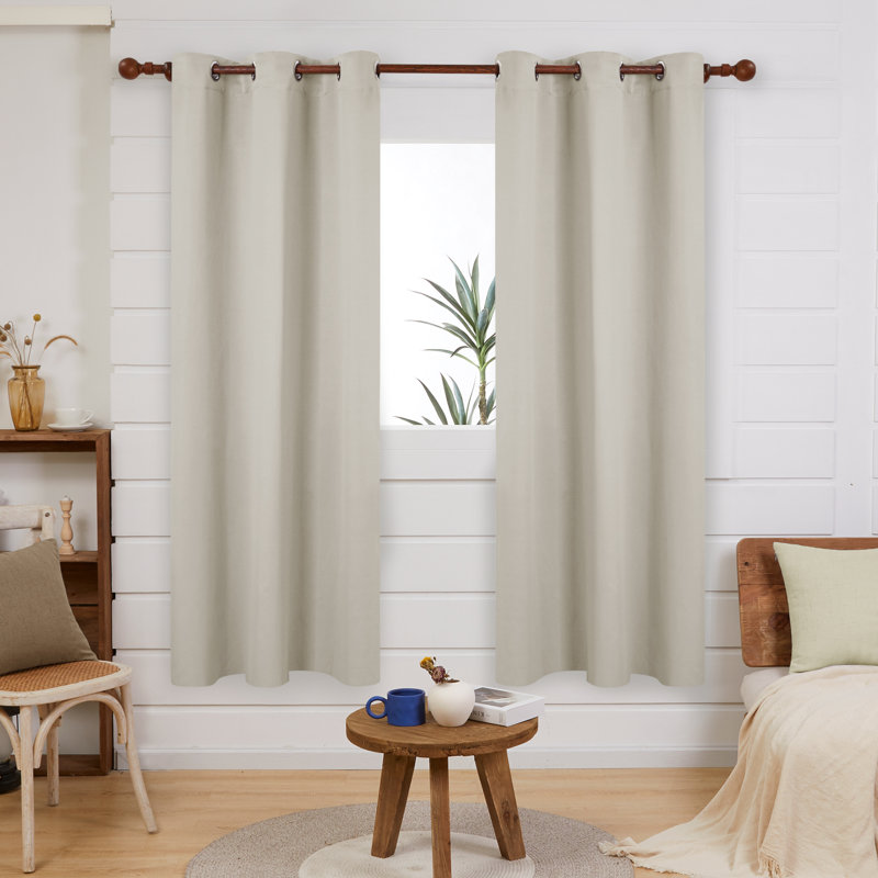 Frome Room Darkening Curtain Pair, 38" W x 72" L, Light Beige