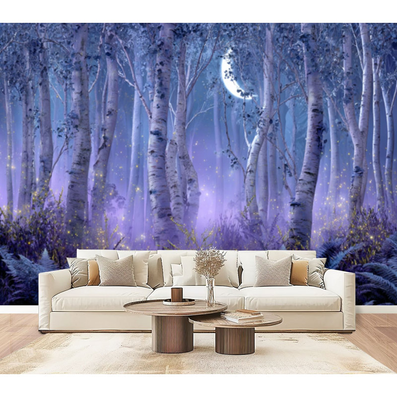 Papier peint auto-adhésif fantaisiste Woodland, 96" L x 69" W