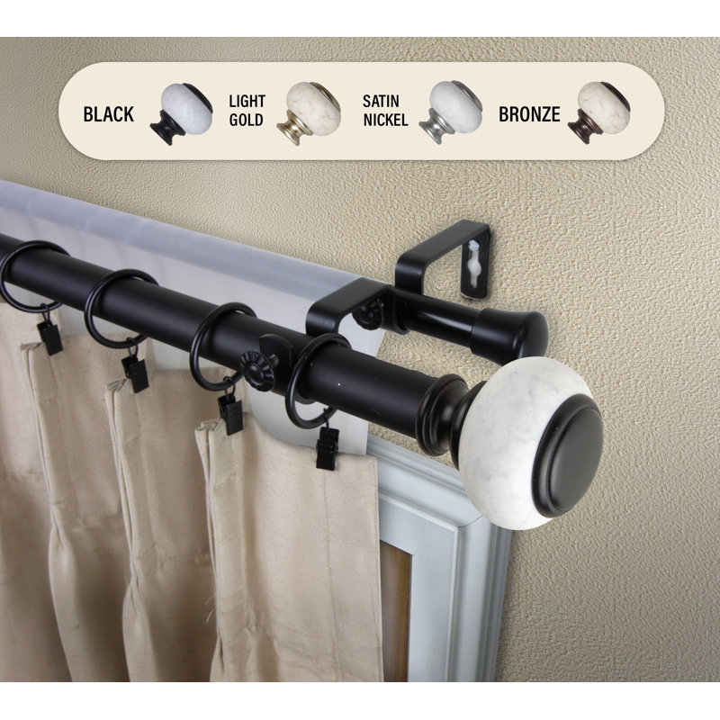 Tringle à rideaux double McWethy, H 2,75 po x l 48 po x P 6,75 po, Noir