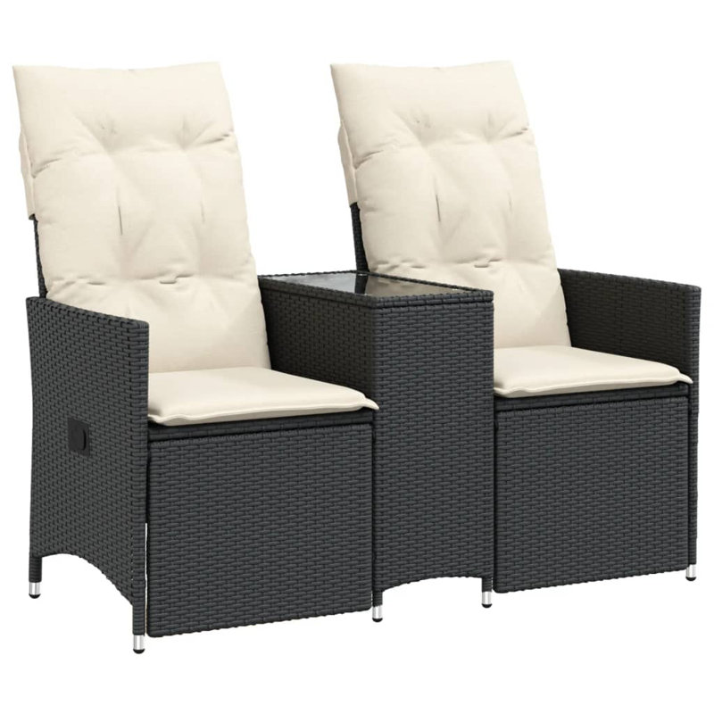 Vidaxl Reclining Garden Sofa Black, Cream White, Cream White, Black