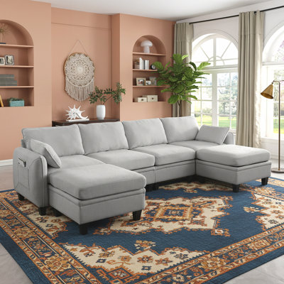 109 Inch Chenille Modular Sectional Sofa, L-Shaped Cloud Couch with Storage Ottoman,  for Customizable Living Room Layouts
