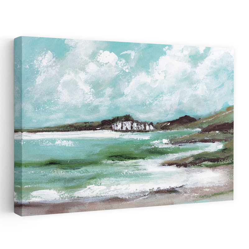 Petites maisons, art côtier abstrait, H 16 po x l 24 po