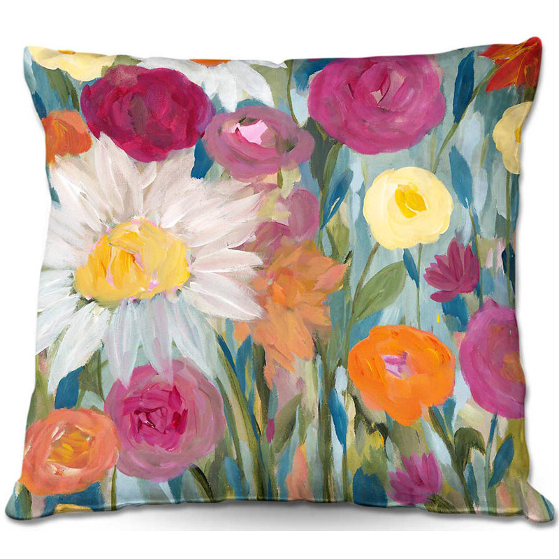 Earth at Daybreak Flowers Throw Pillow, 18" H x 18" W x 5" D