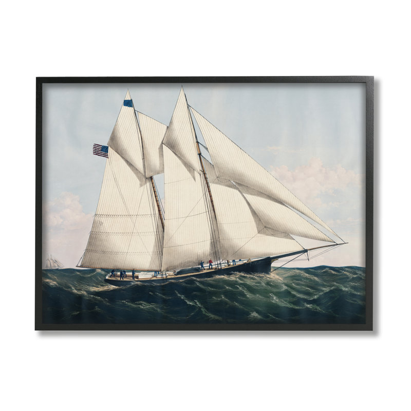 Bateau nautique rétro encadré sur bois par Vision Studio, peinture, Giclée encadrée noir minuit, H 11 po x l 14 po x P 1,5 po