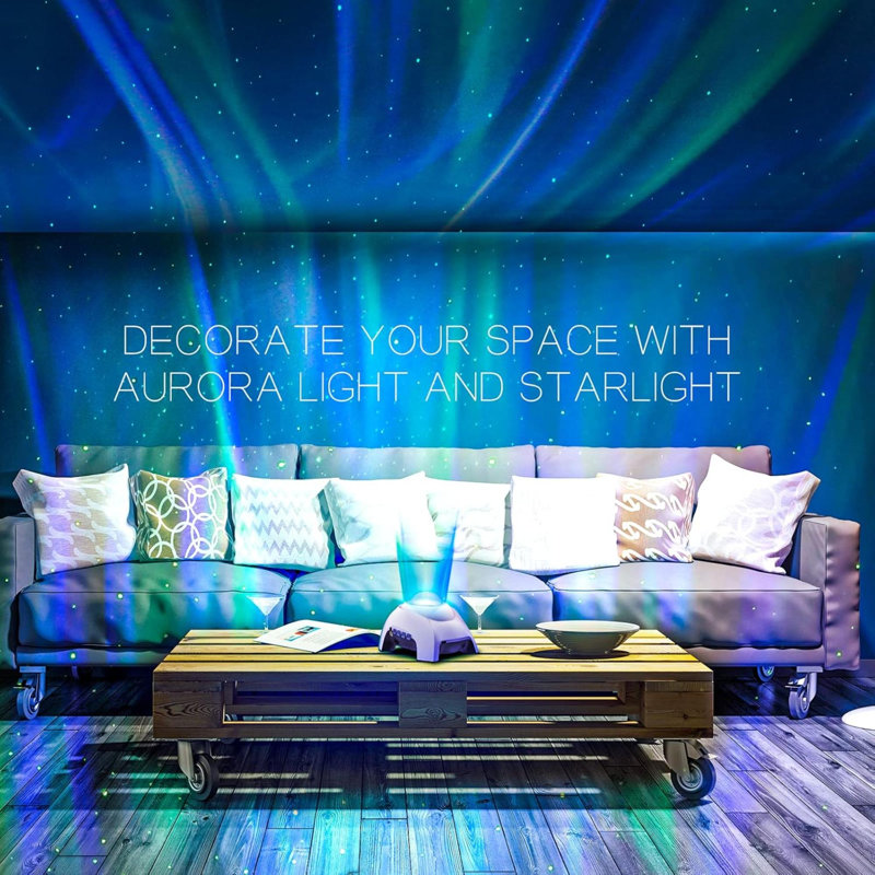 Projecteur Aurora Northern Galaxy Light avec 33 effets de lumière, veilleuse à DEL pour la nébuleuse de la chambre à coucher, télécommande, bruits, haut-parleur Bluetooth pour les fêtes
