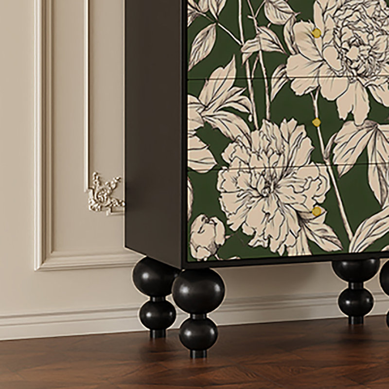 Commode 19,7 po multifonctionnelle avec tiroirs, Noir / Vert / Beige