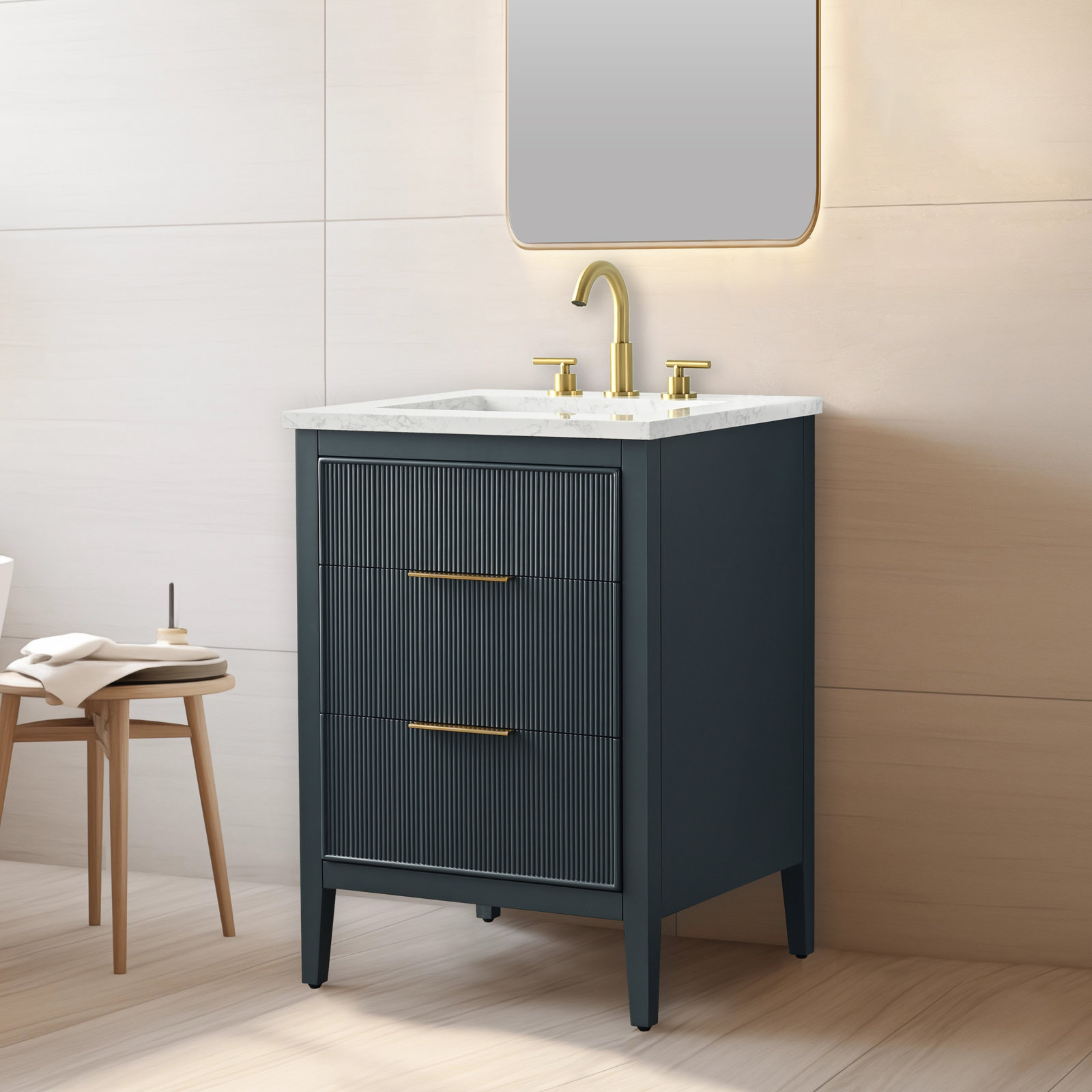Bilroy 24" Oak Single Bathroom Vanity, Vintage Blue