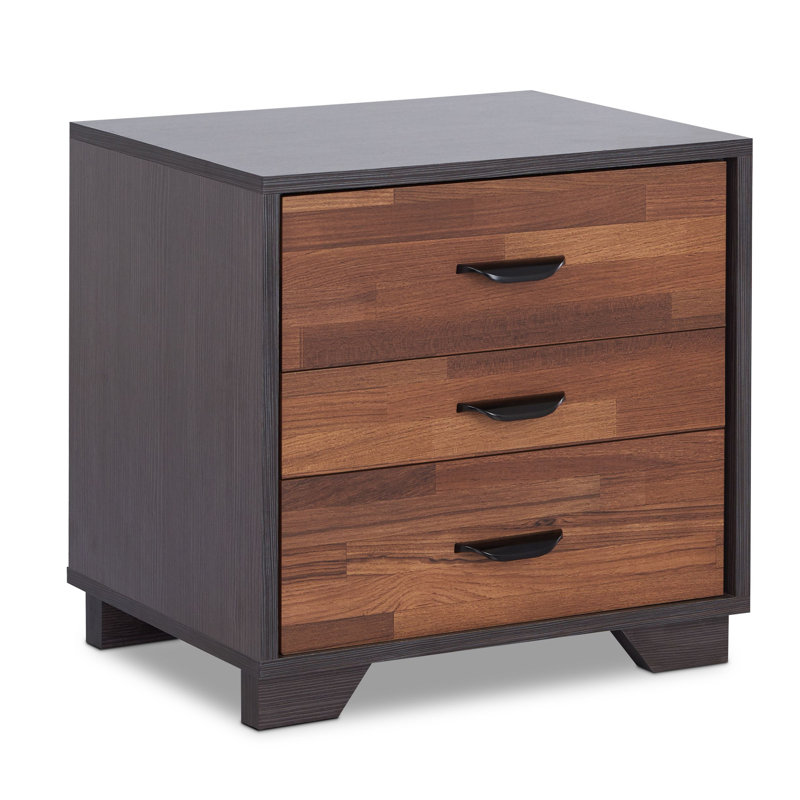 Chatrice 3-Drawer Rectangular Nightstand, Walnut