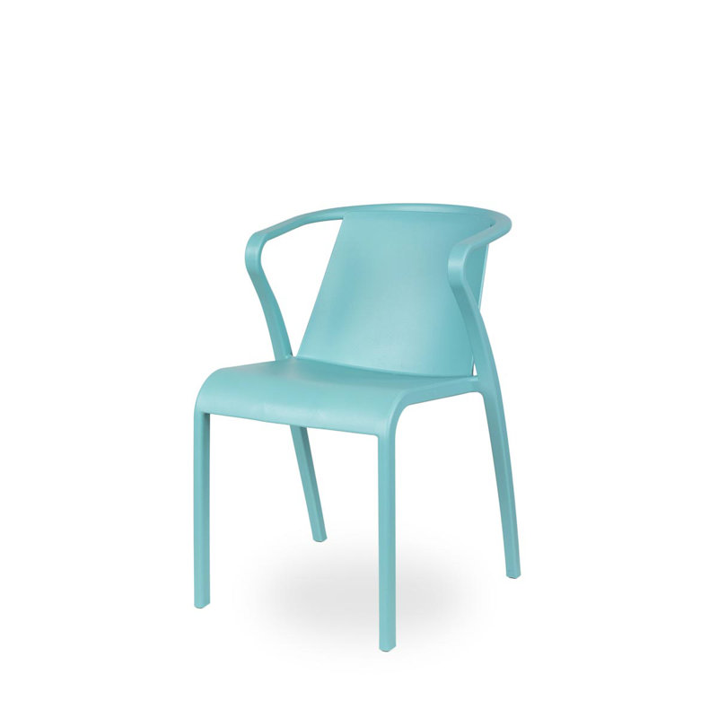 Horka Stackable Outdoor Patio Dining Armchair with Cushion, Aquamarine