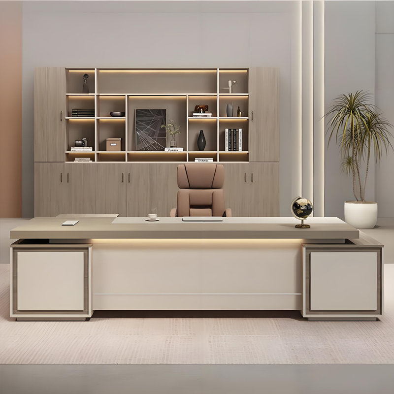 110.24"L-shape Executive Desk,2-drawer With a Lockable drawer, 29.53" H x 110.24" W x 62.99" D