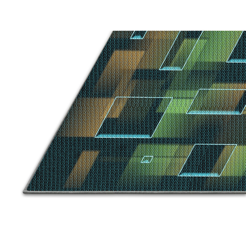 Tapis abstrait vert / noir Aeriana, Rectangle 8 pi x 10 pi