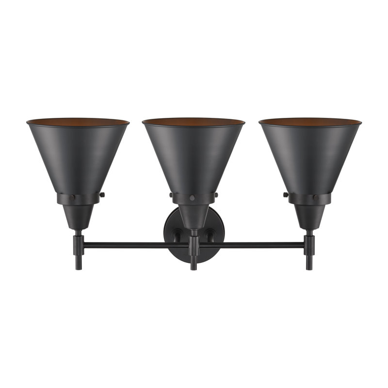 Gayle 3 - Light Dimmable Vanity Light, 4 Watt Vintage LED Bulb, Matte Black, Matte Black