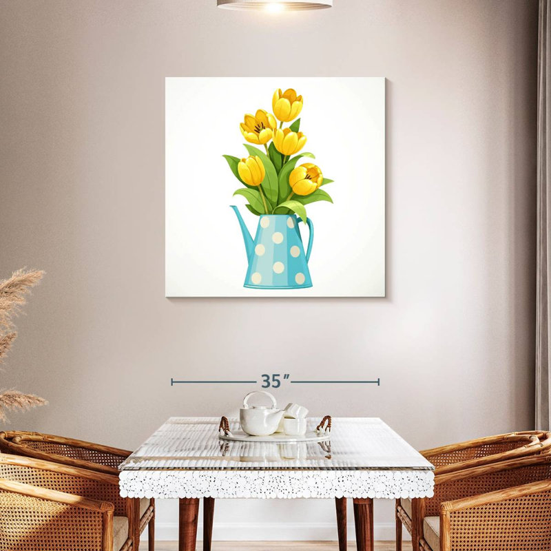 Tulips In Watering Can, 36" H x 36" W