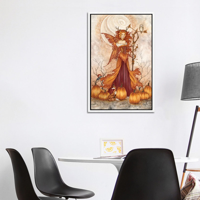 Pumpkin Queen by Amy Brown - Print on Canvas, 101.6cm H x 66.04cm W x 3.81cm D, White Framed