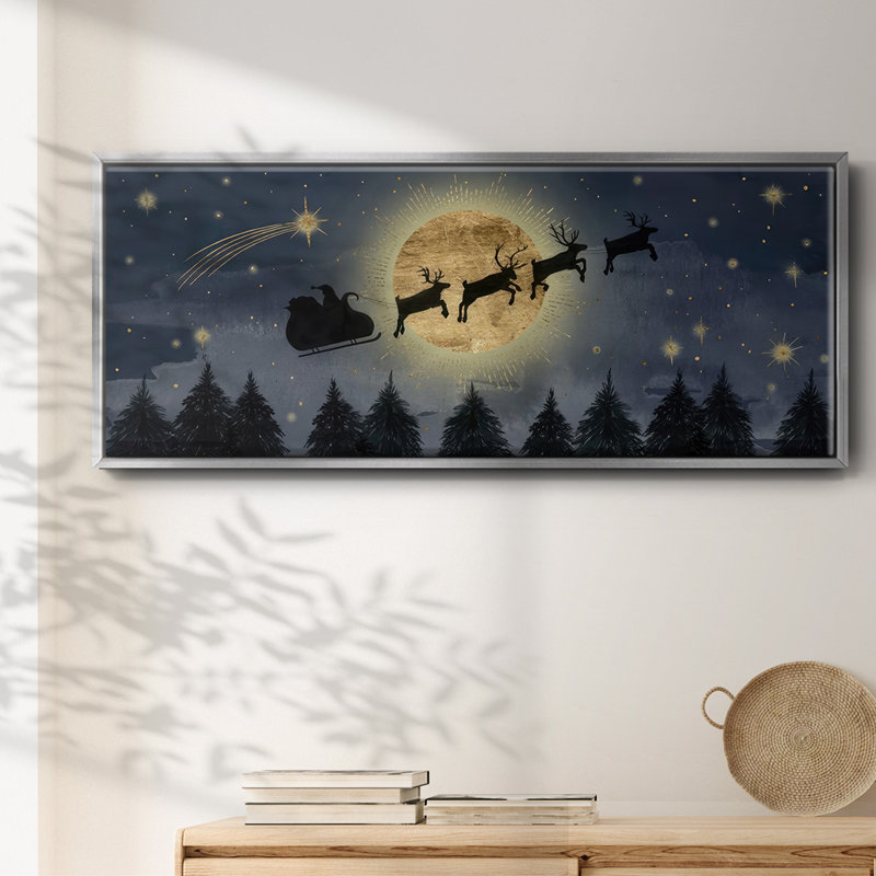 Santas Ride- Framed Canvas, 12" H x 30" W