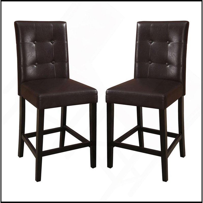 Ensemble de 2 chaises à hauteur de comptoir simple et contemporaine à finition brune avec coussins