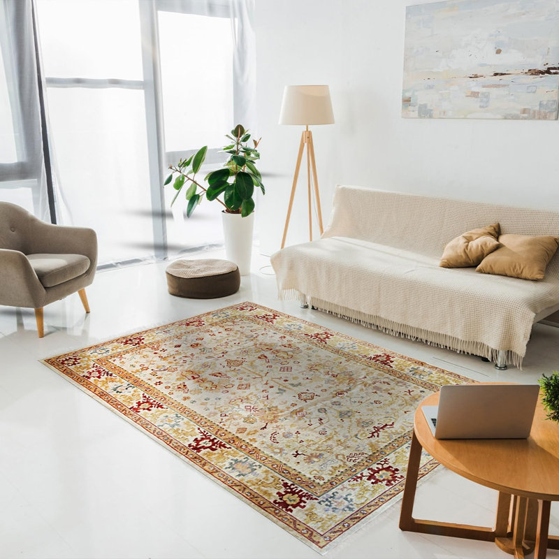 Modern and Stylish Hand-Knotted Soft Cotton Wool Classic Oriental Indoor Beige Rectangle Area Rugs