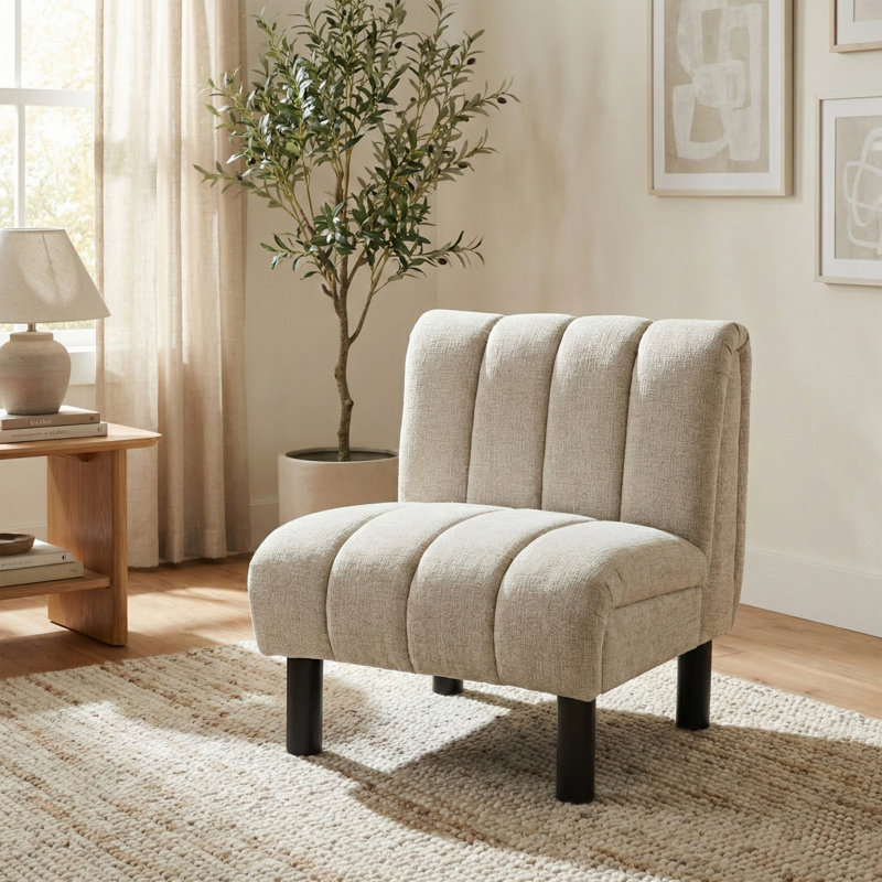 Aljohara Premium Sofa Touch Fabric Accent Chair, Oatmeal