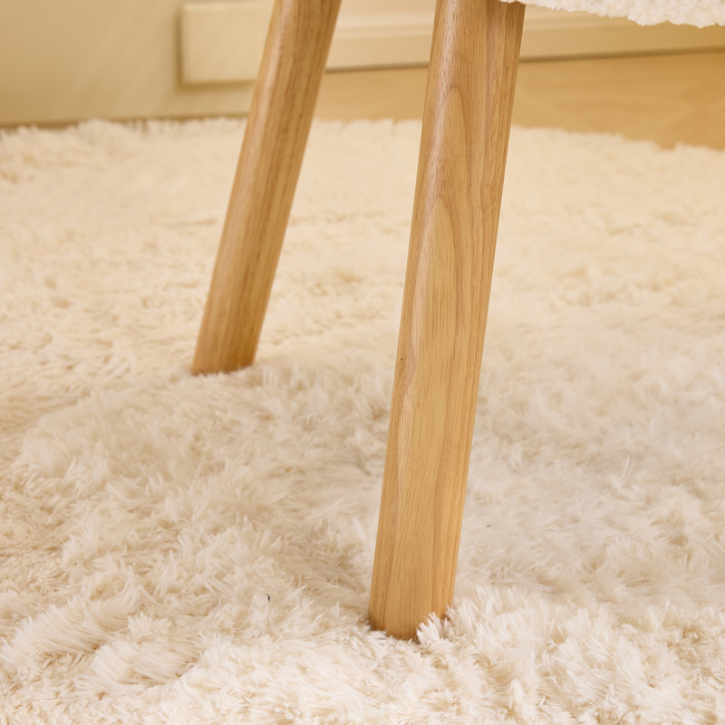 Fauteuil d'appoint Cloud Puff Soft avec pieds en bois - Meuble-lavabo moderne, Blanc