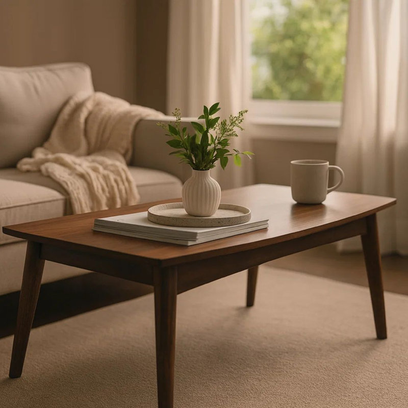 Table basse Neva, 48 pouces rectangulaire, bois massif brun foncé