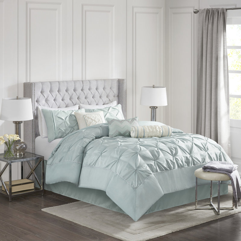 Très grand édredon 7 pièces très grand pour la chambre à coucher avec édredon, taies décoratives, coussins décoratifs et jupe de lit
