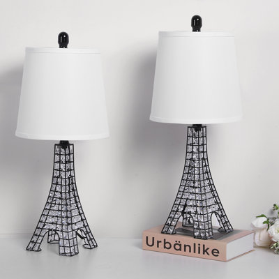Khrysten 24" Modern Table Lamp Paris Tower Base with 3-Colour Temperature Bedside Table Lamp (Bulbs Included)