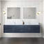 Meuble-lavabo double bleu marine 84 po X P 22 po D, avec plateau en marbre de Carrare-117843169