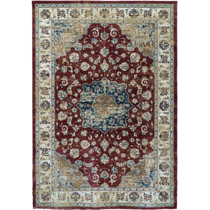Tapis oriental rouge Attell, Rectangle 5 pi 3 po x 7 pi 7 po