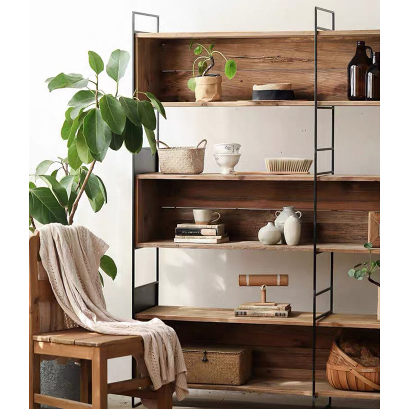 Industrial Rustic Wood and Metal Ladder Bookshelf