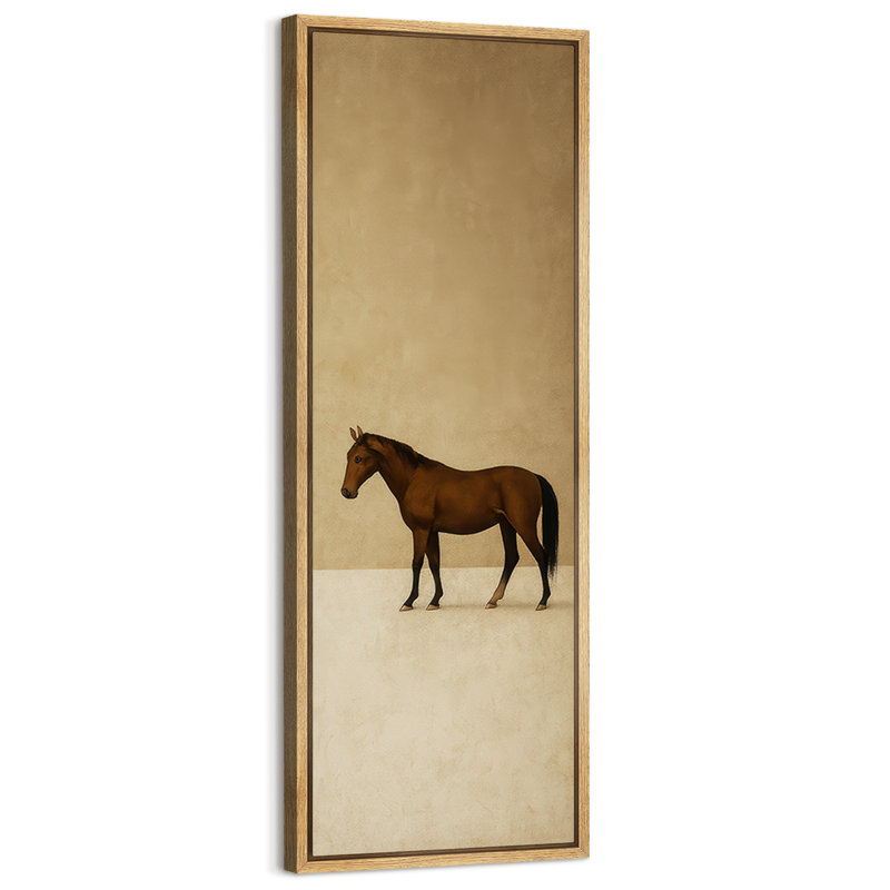 Impression d'art sur toile encadrée, "Brown Horse", Naturel, Impression dans un cadre flottant sans passe-parto