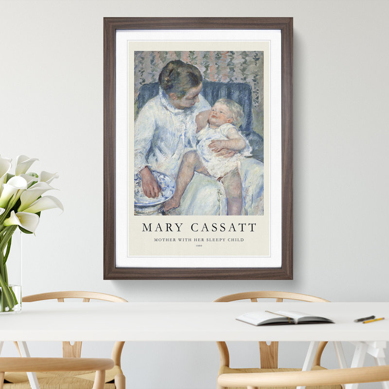 Childs Bath Time by Mary Cassatt - Picture Frame Art Prints, Walnut, 48cm H x 36cm W x 2cm D