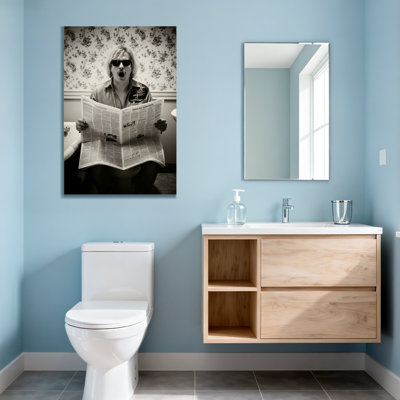 Abstract Black And White Newspaper Reading Scene