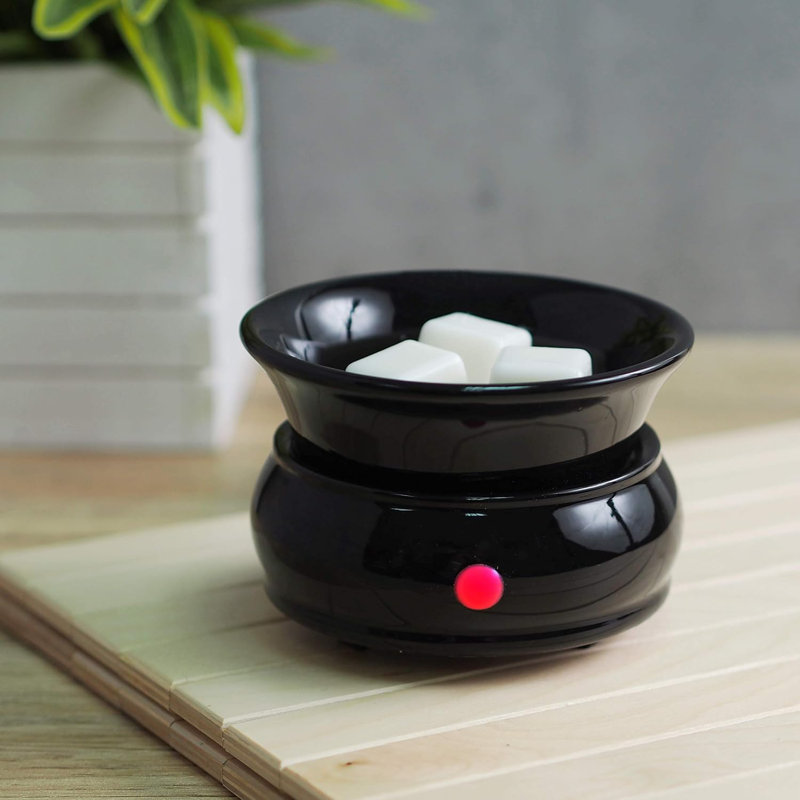 Réchaud électrique en céramique noire Hosley pour pot de parfum liquide Idéal pour le spa et l'aromathérapie. Utiliser des huiles essentielles et des huiles parfumées Wax Melts Cubes