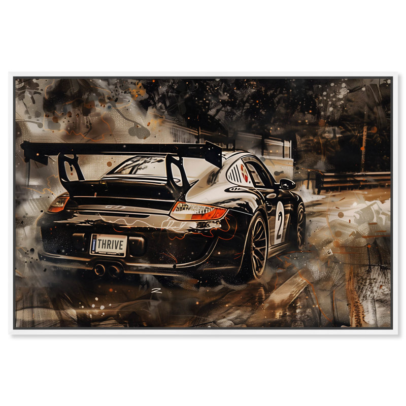 Art mural «Solid Drive Sport Car Man» par Notoriart, H 25 po x l 37 po, Cadre blanc