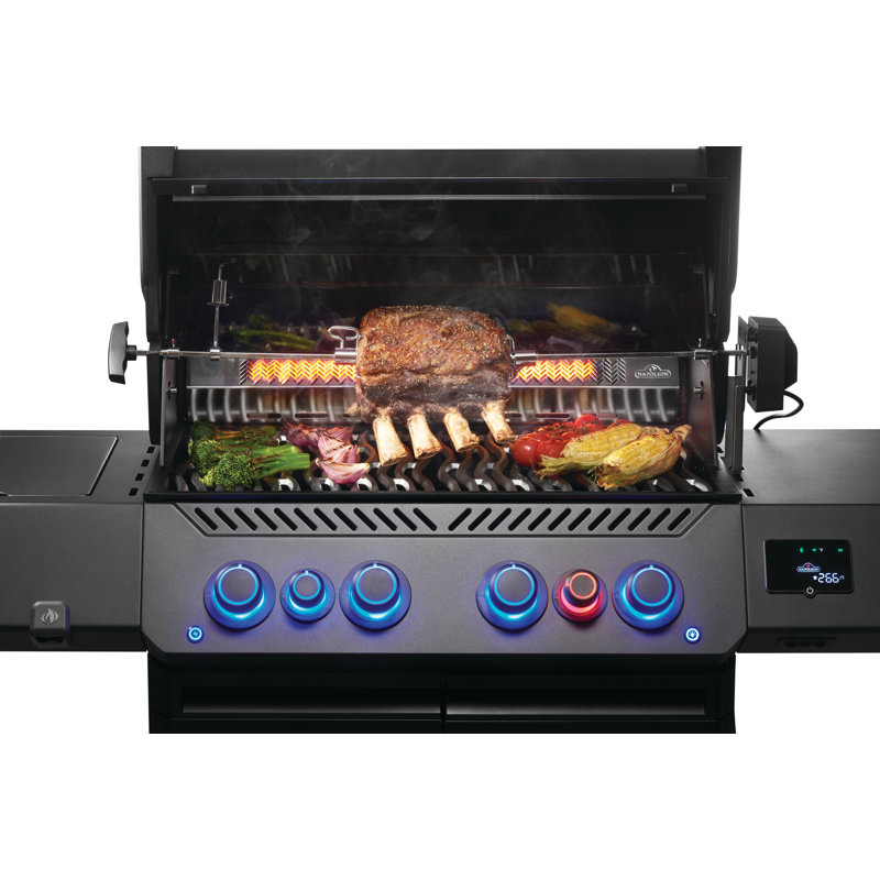 Barbecue au gaz naturel Phantom Prestige® 500 Connected avec brûleurs infrarouges latéraux et arrière, noir mat