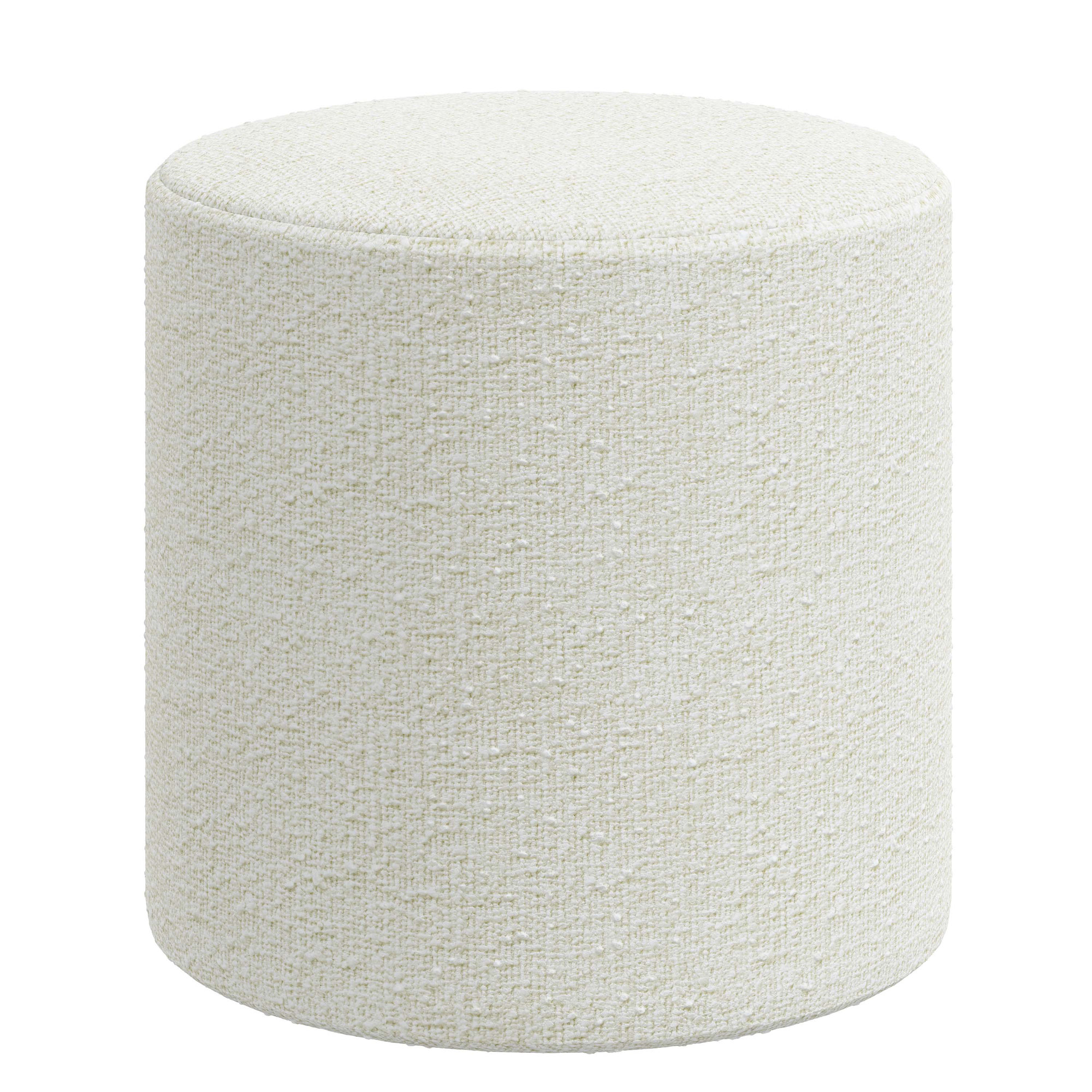 Epaulette Upholstered Ottoman, Classic Snow Boucle